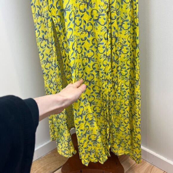Tiare Hawaii Naturals Women's One Size Yellow Blue Sundress Maxi Dress Floral - Picture 10 of 14